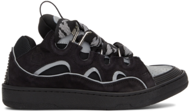 Curb Trainers Black Leather