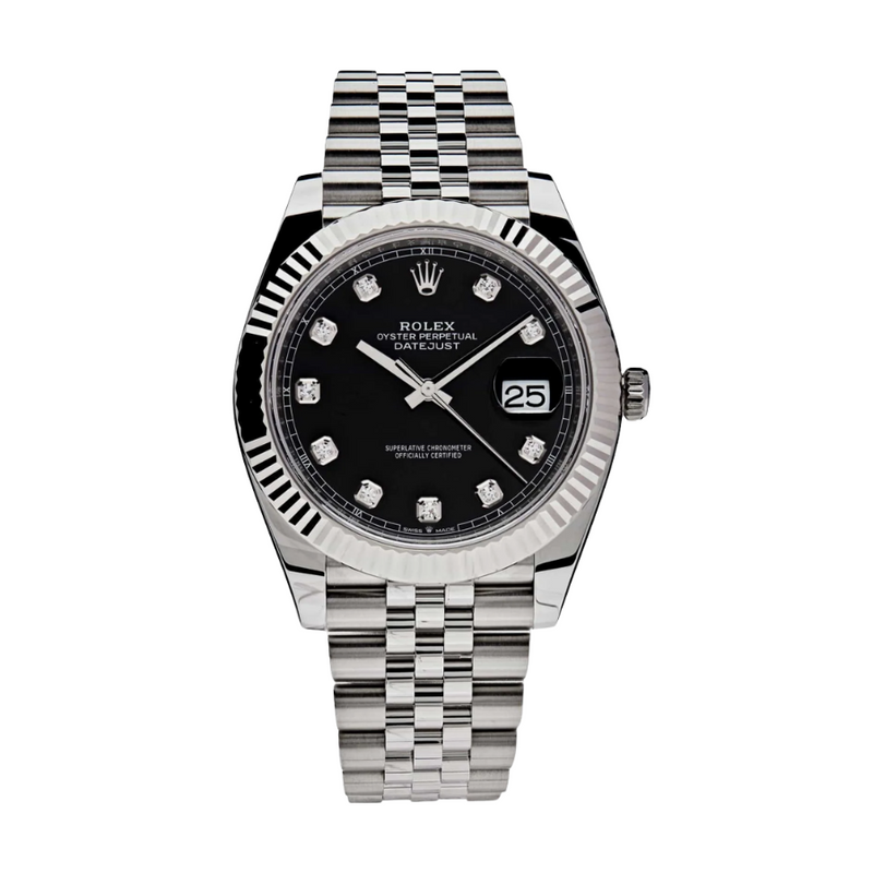 Date just black diamond dial 41mm