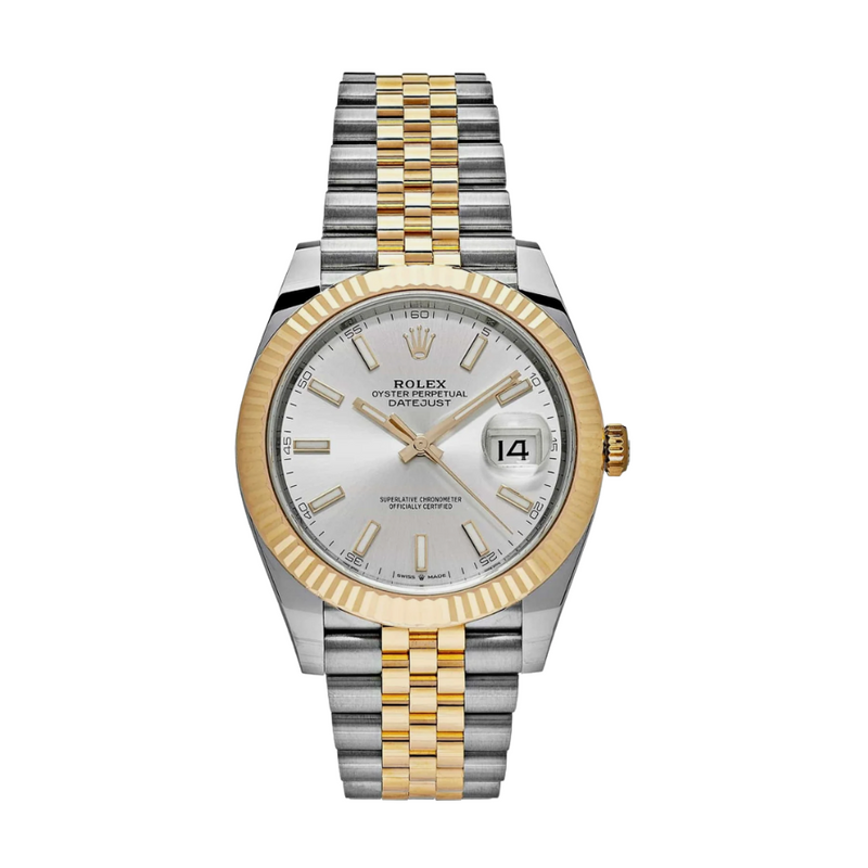 Date just yellow gold silver dial 41mm