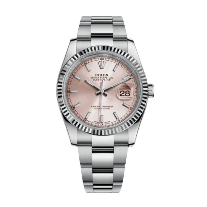 Date just steel pink dial oyster 36mm