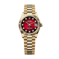 Date just ladies yellow gold red ombre diamond dial 31mm