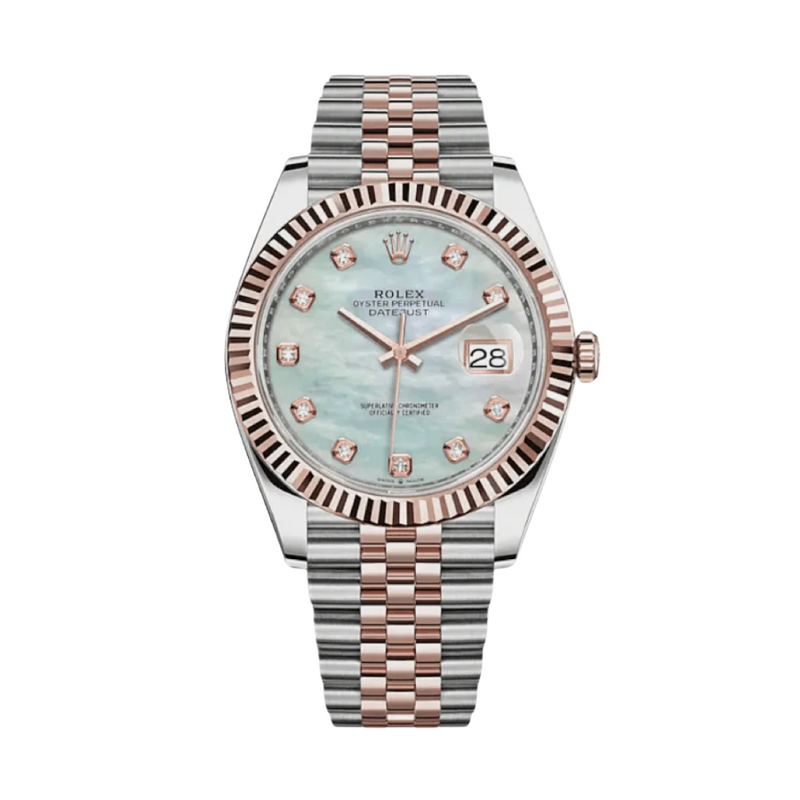 Date just rose gold mop diamond dial 41mm