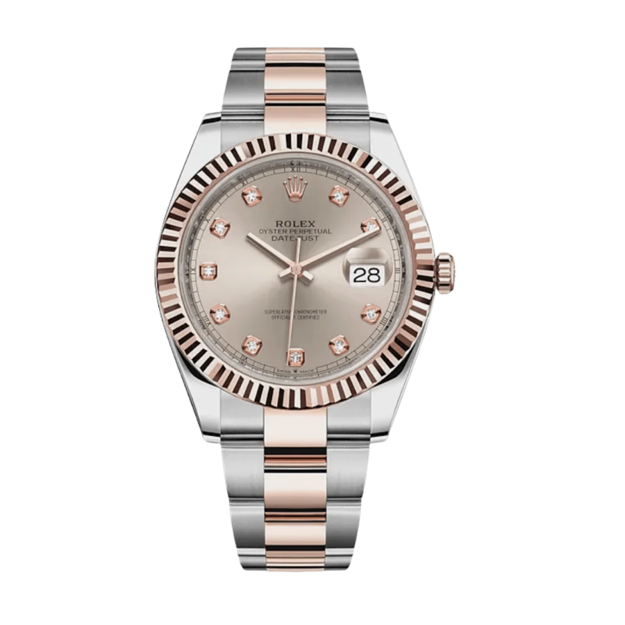 Date just rose gold sundust diamond dial 41mm