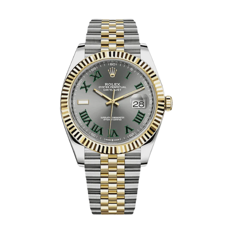 Date just wimblendon yellow gold slate dial 41mm