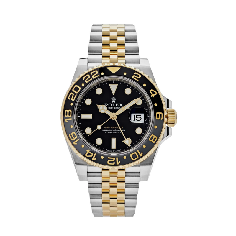 Gmt-master ii yellow gold black dial 40mm