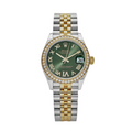 Date just ladies yellow gold green roman dial 31mm