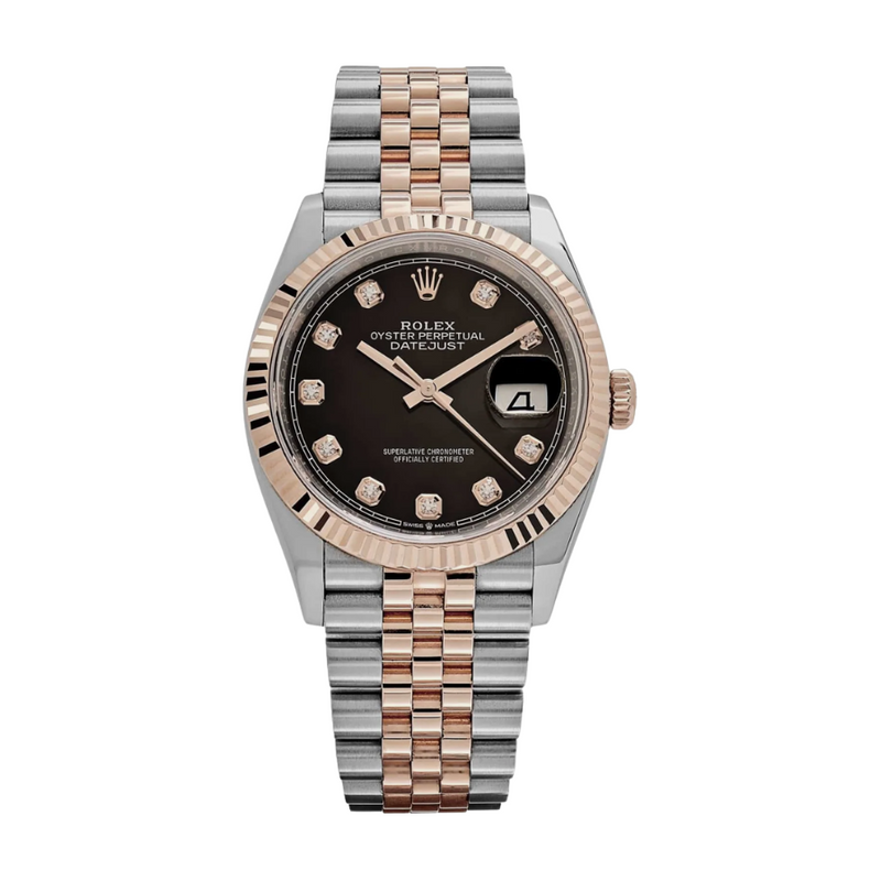 Date just rose gold black diamond dial 36mm