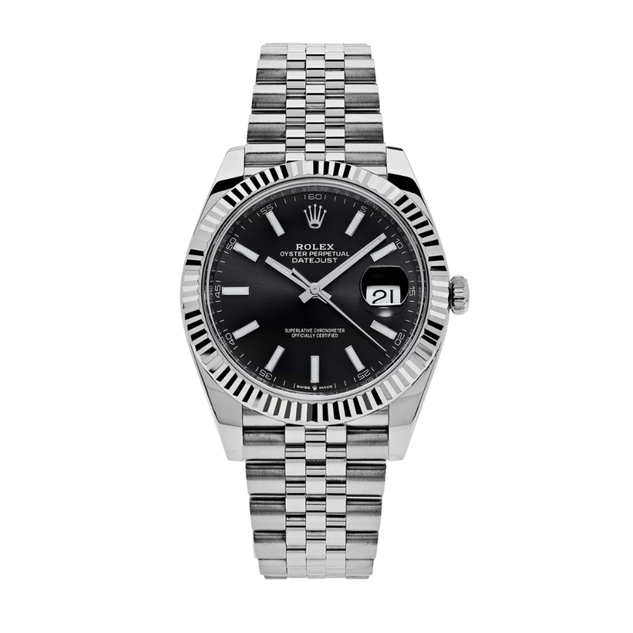 Date just steel black dial 41mm