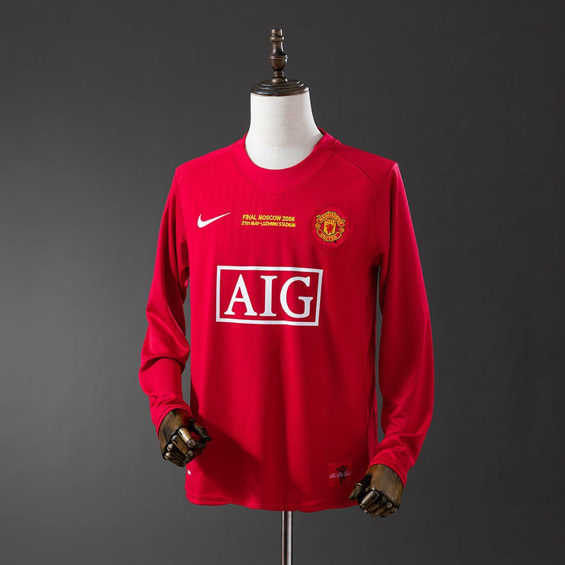 Camisola Manchester United Principal 2007/08 Manga Cumprida